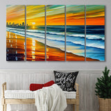 Oceanside California Skyline Oceanside City Painting Wall Art, 5 Pieces B, Multi Panel Canvas Prints Wall Art Decor