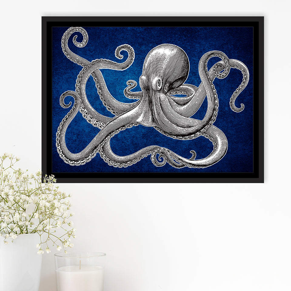 Octopus Wall Art Framed Canvas Prints Wall Art Decor, Framed Picture, Floating Frame