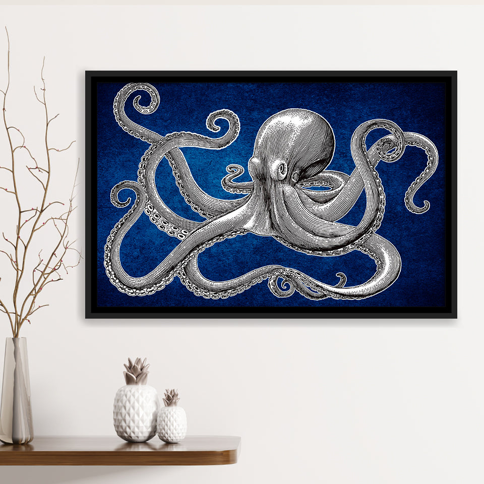Octopus Wall Art Framed Canvas Prints Wall Art Decor, Framed Picture, Floating Frame
