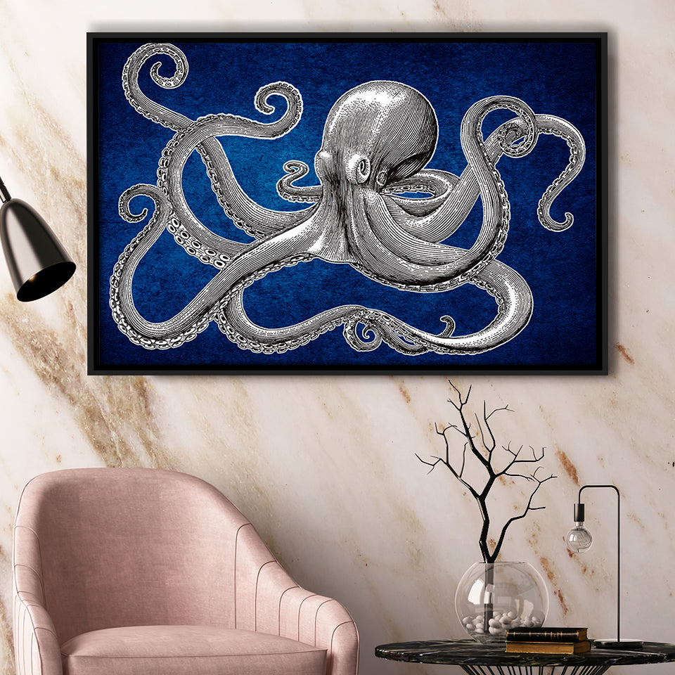 Octopus Wall Art Framed Canvas Prints Wall Art Decor, Framed Picture, Floating Frame