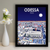 Odessa Texas Art Night Landscape, City Art Print, Framed Art Print Wall Art Home Decor, Framed Picture