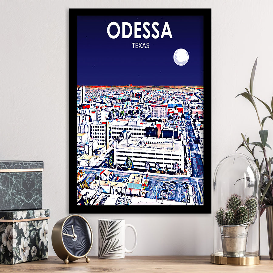 Odessa Texas Art Night Landscape, City Art Print, Framed Art Print Wall Art Home Decor, Framed Picture