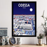 Odessa Texas Art Night Landscape, City Art Print, Framed Art Print Wall Art Home Decor, Framed Picture