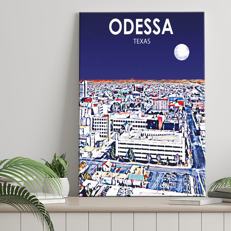 Odessa Texas Art Night Landscape ,City Art Print, Large Canvas, Canvas Print Wall Art Home Decor