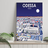 Odessa Texas Art Night Landscape ,City Art Print, Large Canvas, Canvas Print Wall Art Home Decor