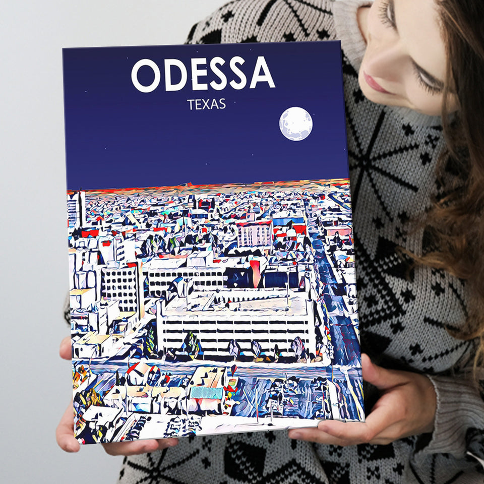 Odessa Texas Art Night Landscape ,City Art Print, Large Canvas, Canvas Print Wall Art Home Decor