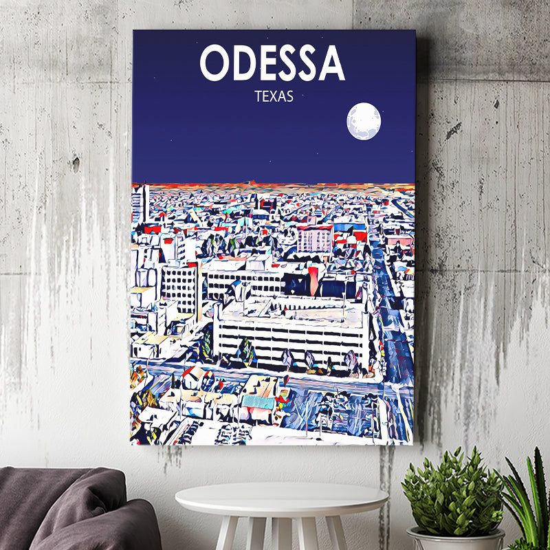 Odessa Texas Art Night Landscape ,City Art Print, Large Canvas, Canvas Print Wall Art Home Decor