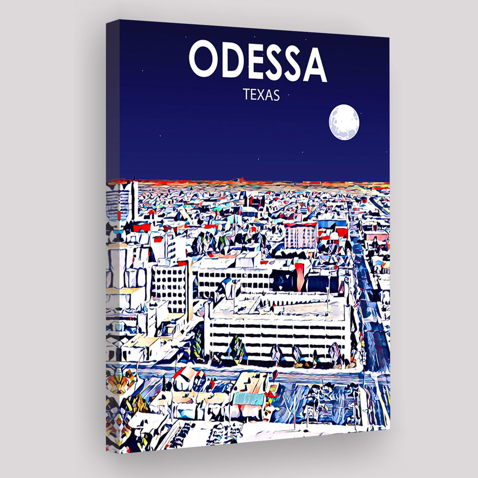 Odessa Texas Art Night Landscape ,City Art Print, Large Canvas, Canvas Print Wall Art Home Decor