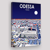 Odessa Texas Art Night Landscape ,City Art Print, Large Canvas, Canvas Print Wall Art Home Decor