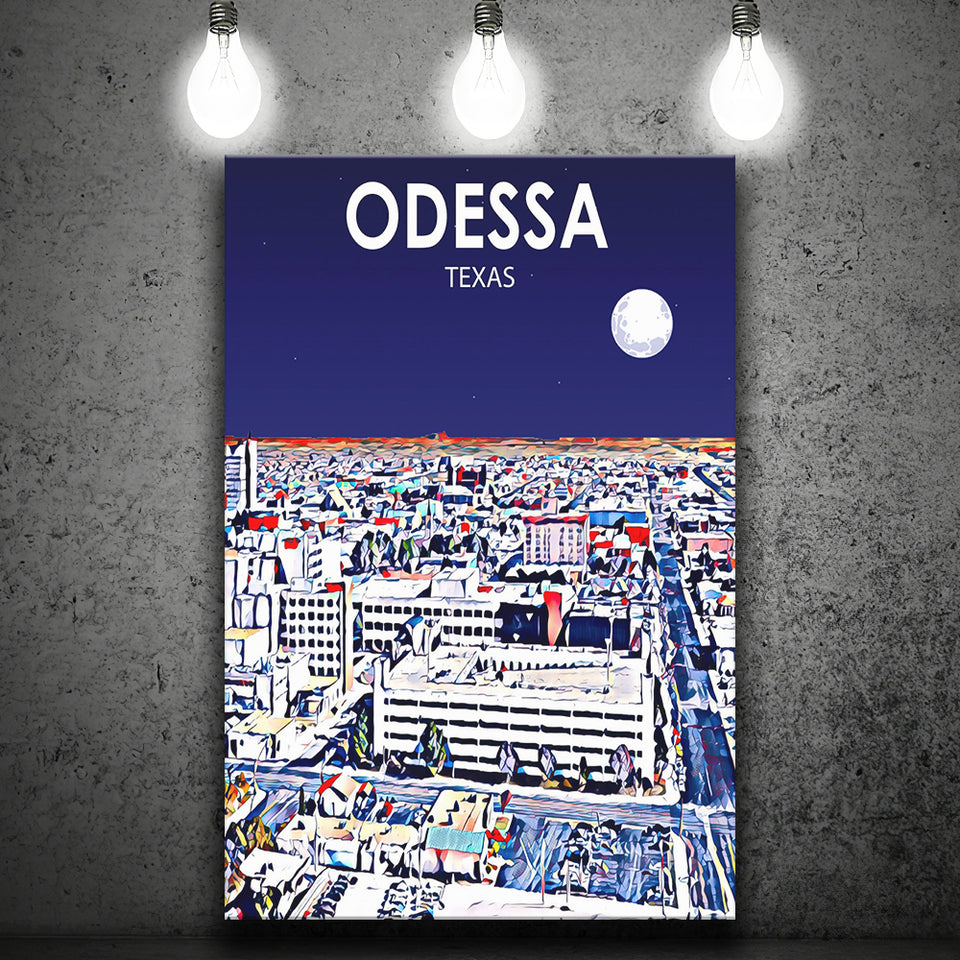 Odessa Texas Art Night Landscape ,City Art Print, Large Canvas, Canvas Print Wall Art Home Decor