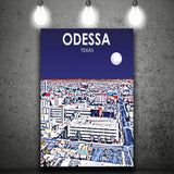 Odessa Texas Art Night Landscape ,City Art Print, Large Canvas, Canvas Print Wall Art Home Decor
