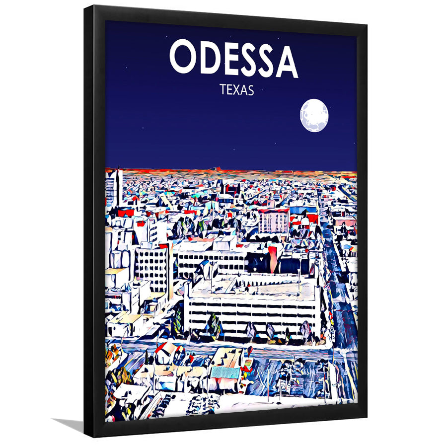Odessa Texas Art Night Landscape, City Art Print, Framed Art Print Wall Art Home Decor, Framed Picture