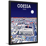 Odessa Texas Art Night Landscape, City Art Print, Framed Art Print Wall Art Home Decor, Framed Picture