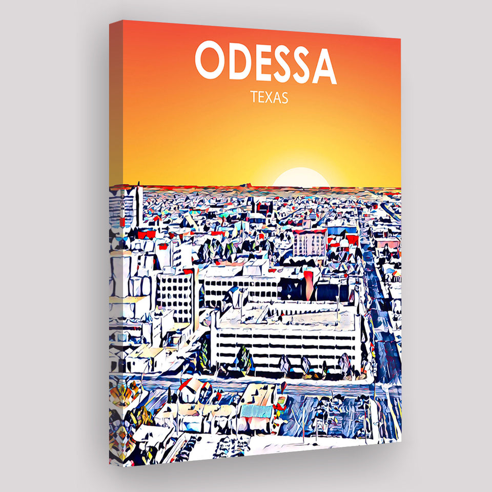 Odessa Texas Art Sunset Landscape ,City Art Print, Large Canvas, Canvas Print Wall Art Home Decor