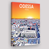 Odessa Texas Art Sunset Landscape ,City Art Print, Large Canvas, Canvas Print Wall Art Home Decor