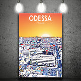 Odessa Texas Art Sunset Landscape ,City Art Print, Large Canvas, Canvas Print Wall Art Home Decor