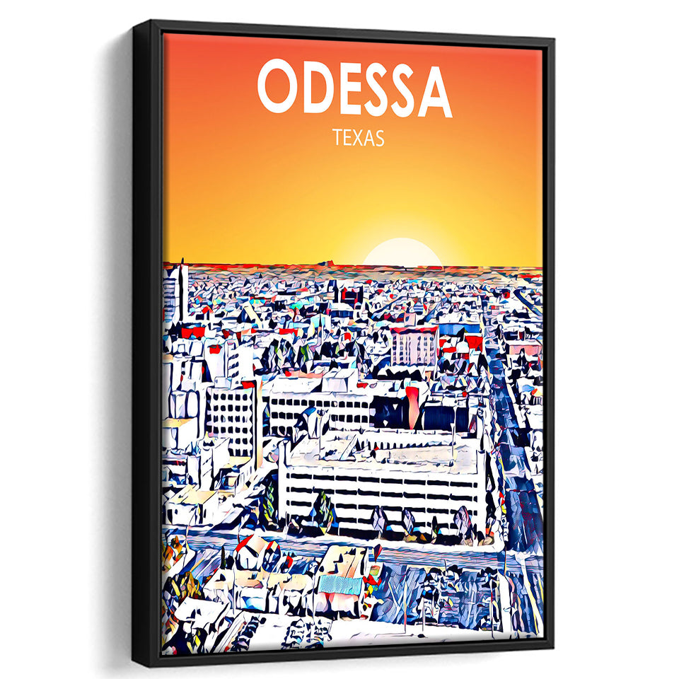 Odessa Texas Art Sunset Landscape, Large Canvas, Framed Canvas Print Wall Art Home Decor, Floating Frame