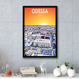 Odessa Texas Art Sunset Landscape, Large Canvas, Framed Canvas Print Wall Art Home Decor, Floating Frame