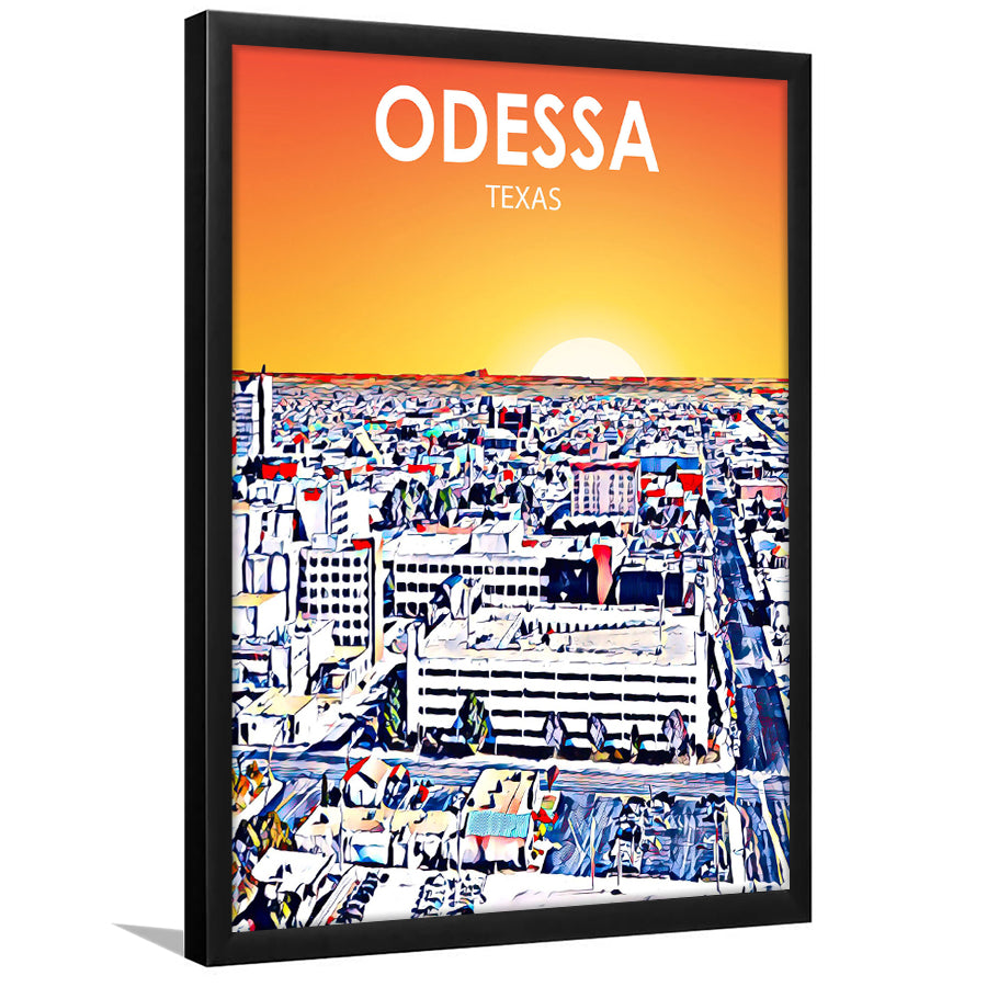 Odessa Texas Art Sunset Landscape, City Art Print, Framed Art Print Wall Art Home Decor, Framed Picture