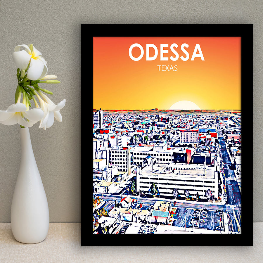 Odessa Texas Art Sunset Landscape, City Art Print, Framed Art Print Wall Art Home Decor, Framed Picture