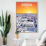 Odessa Texas Art Sunset Landscape, Large Canvas, Framed Canvas Print Wall Art Home Decor, Floating Frame