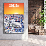 Odessa Texas Art Sunset Landscape, Large Canvas, Framed Canvas Print Wall Art Home Decor, Floating Frame