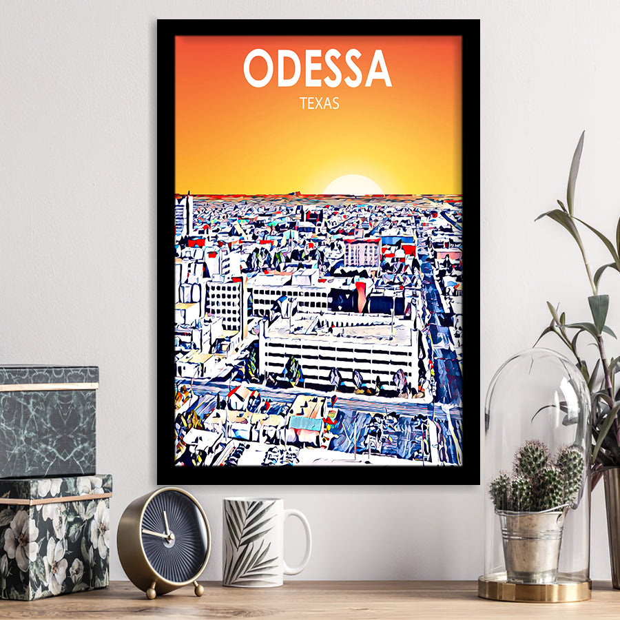 Odessa Texas Art Sunset Landscape, City Art Print, Framed Art Print Wall Art Home Decor, Framed Picture