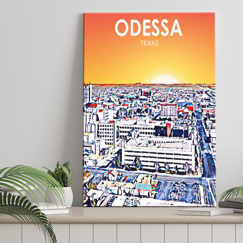 Odessa Texas Art Sunset Landscape ,City Art Print, Large Canvas, Canvas Print Wall Art Home Decor