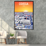 Odessa Texas Art Sunset Landscape, Large Canvas, Framed Canvas Print Wall Art Home Decor, Floating Frame