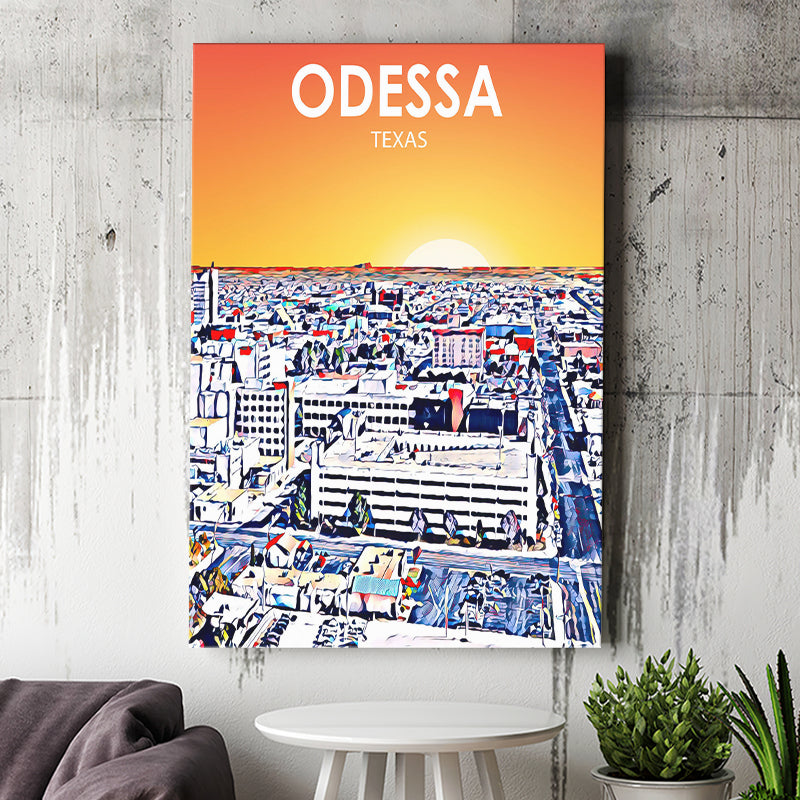 Odessa Texas Art Sunset Landscape ,City Art Print, Large Canvas, Canvas Print Wall Art Home Decor