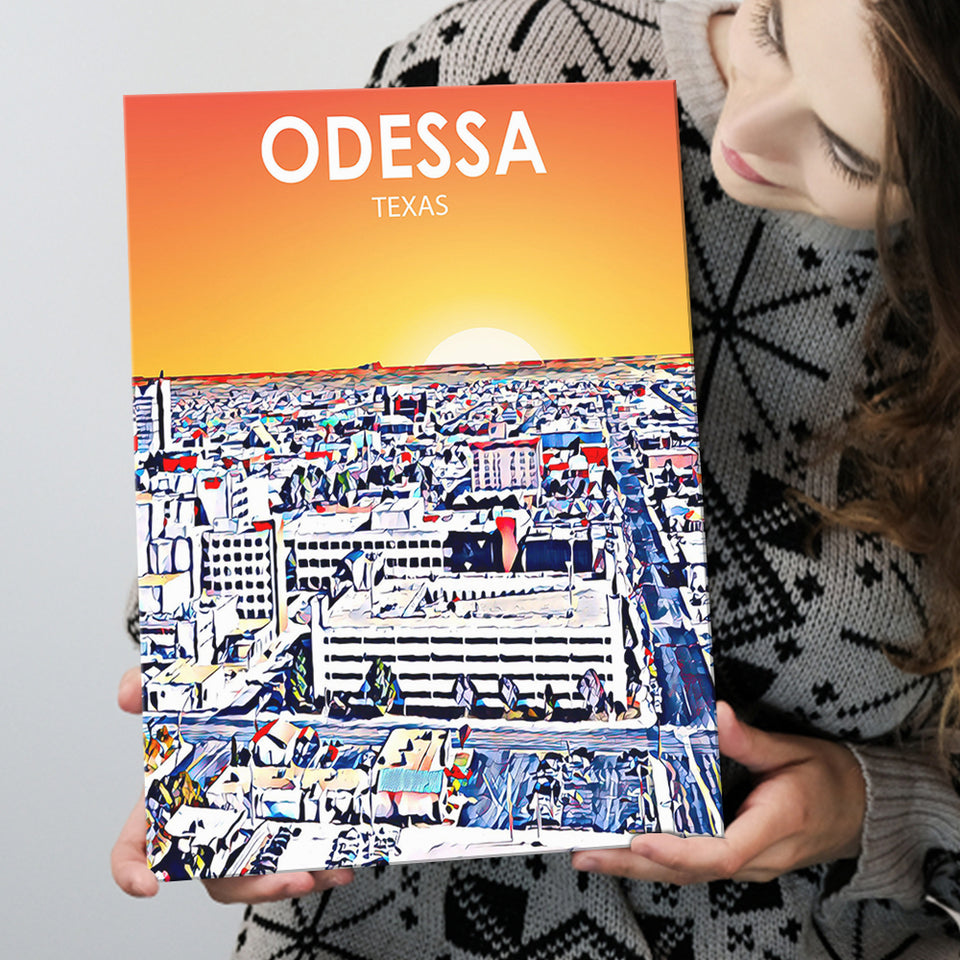Odessa Texas Art Sunset Landscape ,City Art Print, Large Canvas, Canvas Print Wall Art Home Decor