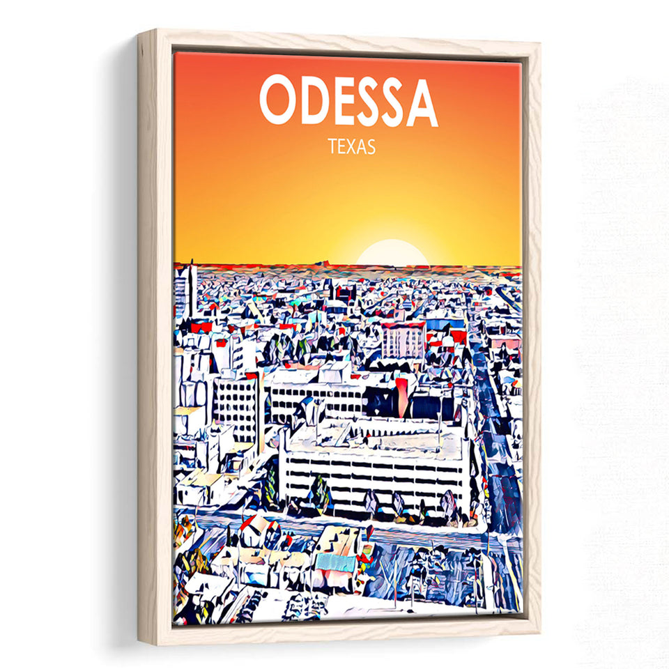 Odessa Texas Art Sunset Landscape, Large Canvas, Framed Canvas Print Wall Art Home Decor, Floating Frame