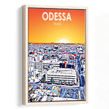 Odessa Texas Art Sunset Landscape, Large Canvas, Framed Canvas Print Wall Art Home Decor, Floating Frame