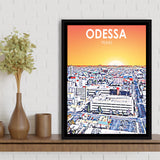 Odessa Texas Art Sunset Landscape, Large Canvas, Framed Canvas Print Wall Art Home Decor, Floating Frame