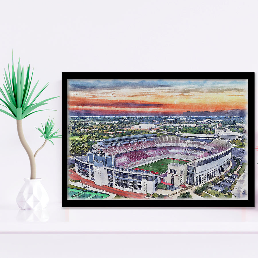 Ohio State Buckeyes Ohio Stadium Watercolor, Sport Prints Fan Gift, Framed Art Prints Wall Art Decor