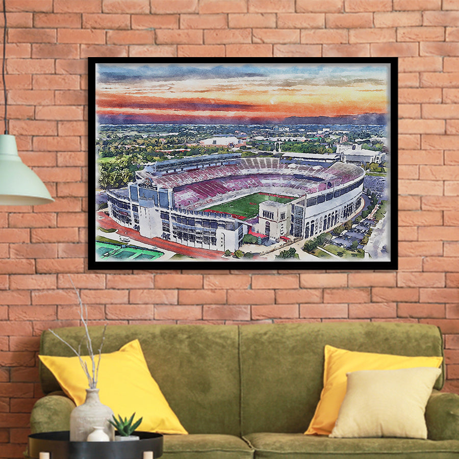 Ohio State Buckeyes Ohio Stadium Watercolor, Sport Prints Fan Gift, Framed Art Prints Wall Art Decor