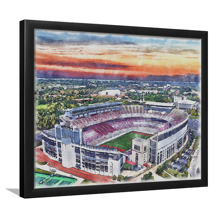 Ohio State Buckeyes Ohio Stadium Watercolor, Sport Prints Fan Gift, Framed Art Prints Wall Art Decor
