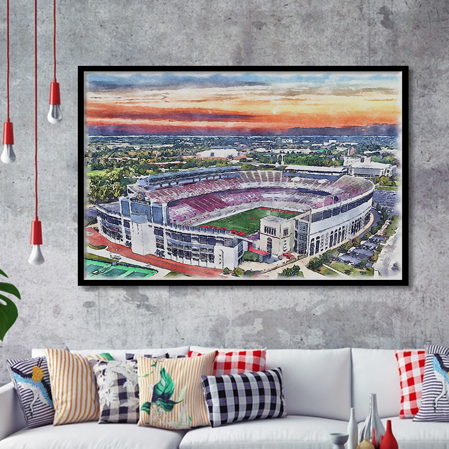 Ohio State Buckeyes Ohio Stadium Watercolor, Sport Prints Fan Gift, Framed Art Prints Wall Art Decor