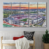 Ohio State Buckeyes Ohio Stadium Watercolor, 5 Pieces B, Multi Panel Canvas Prints Wall Art Decor