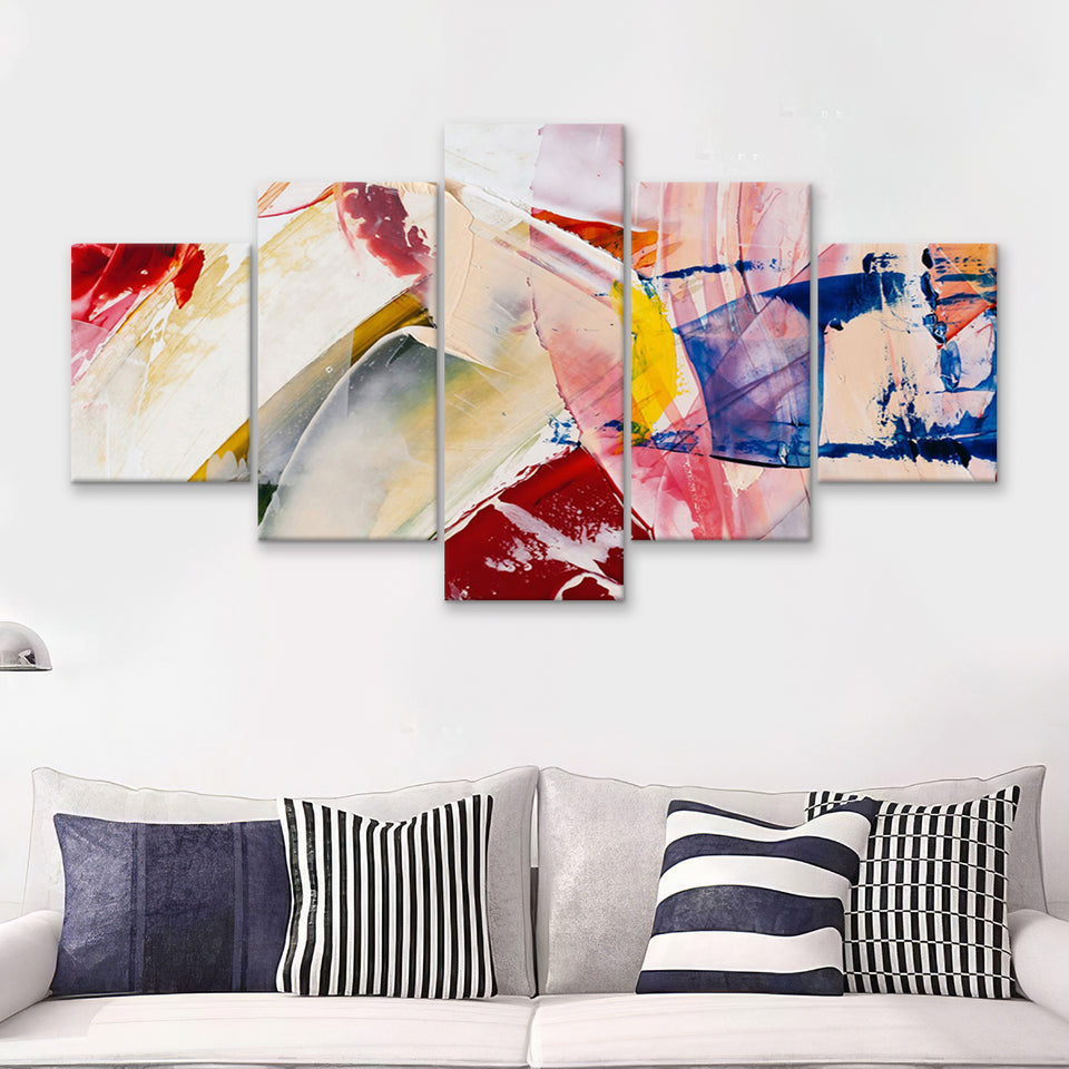 Oil Painting Abstract 5 Piece Canvas Prints Wall Art Decor - Painting Canvas, Multi Panels