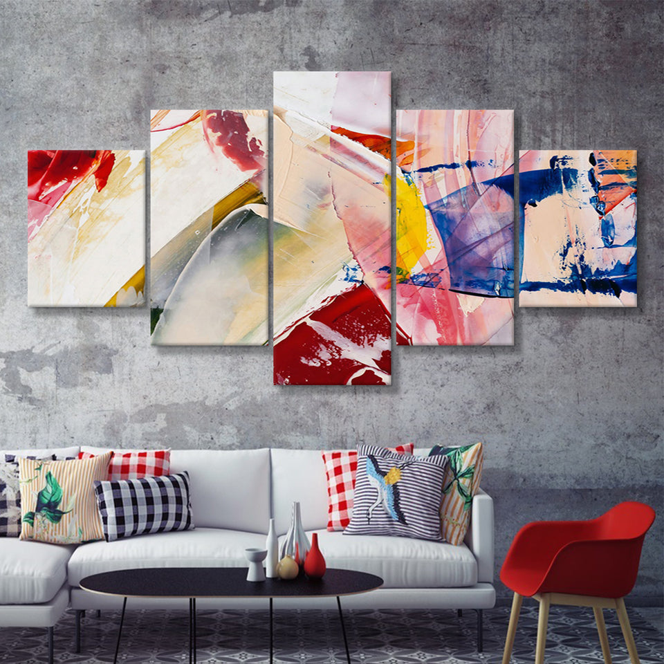 Oil Painting Abstract 5 Piece Canvas Prints Wall Art Decor - Painting Canvas, Multi Panels