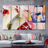 Oil Painting Abstract 5 Piece B Canvas Prints Wall Art Decor - Painting Canvas, Multi Panels