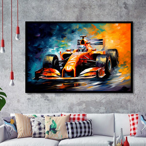 Oil Painting Art Grand Prix Mixed Colorful Framed Art Prints Wall Decor, Framed Painting Art