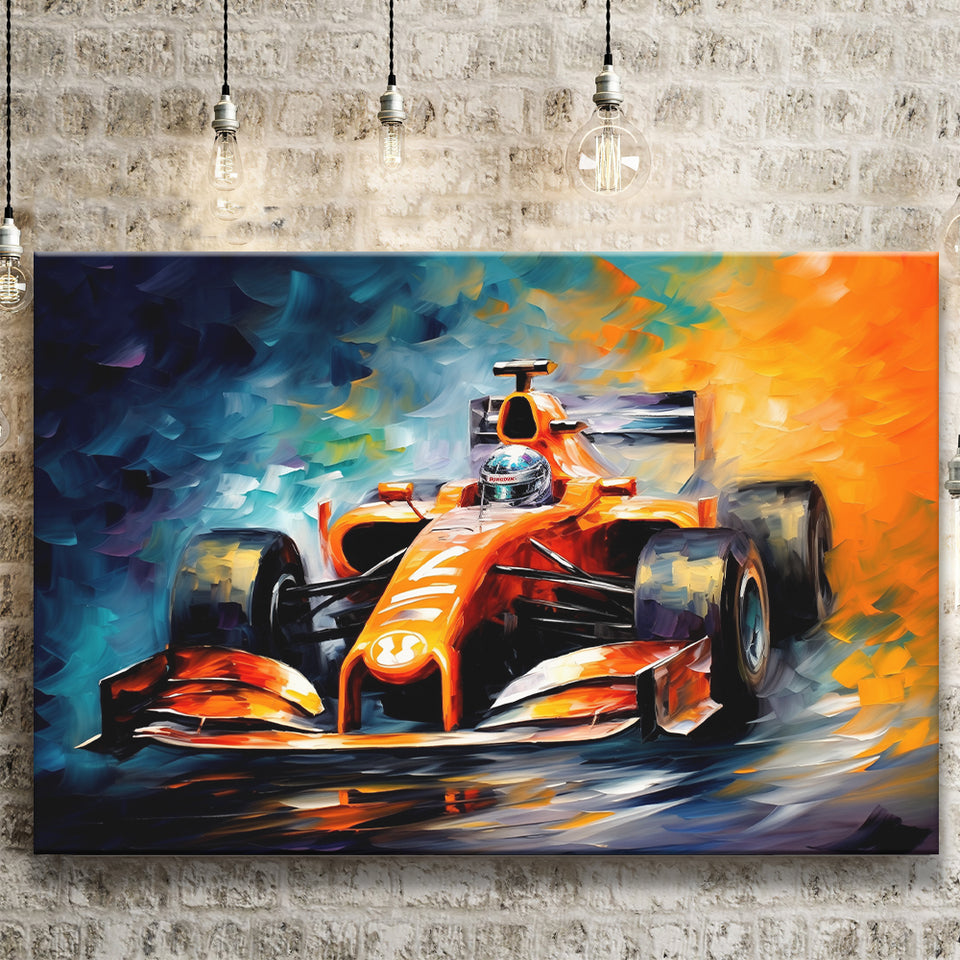Oil Painting Art Grand Prix Mixed Colorful Canvas Prints Wall Art, Painting Art Home Decor
