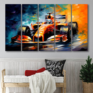 Oil Painting Art Grand Prix Mixed Colorful,5 Panel Extra Large Canvas Prints Wall Art Decor