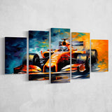 Oil Painting Art Grand Prix Mixed Colorful Mixed 5 Panel Large Canvas Prints Wall Art Decor