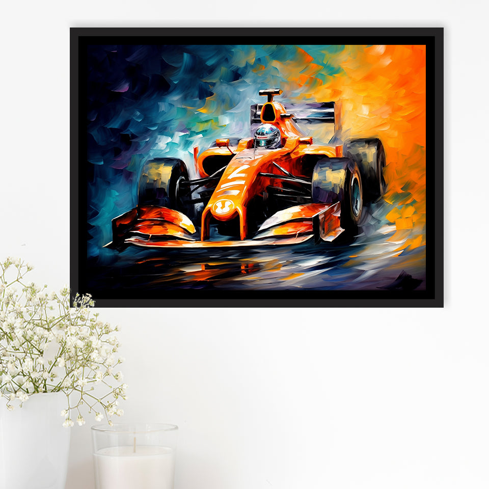 Oil Painting Art Grand Prix Mixed Colorful, Framed Canvas Prints Wall Art Decor, Floating Frame