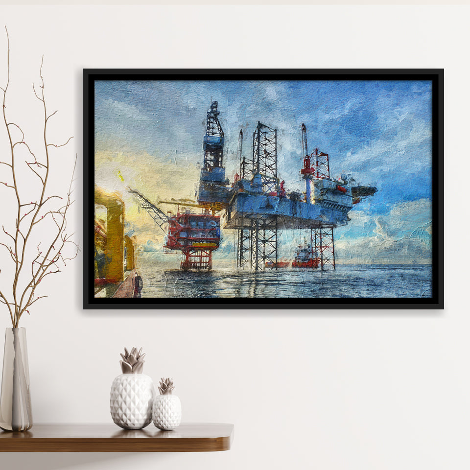 Oil Platform Framed Canvas Prints Wall Art Decor - Paiting Canvas, Art Prints, Floating Frame