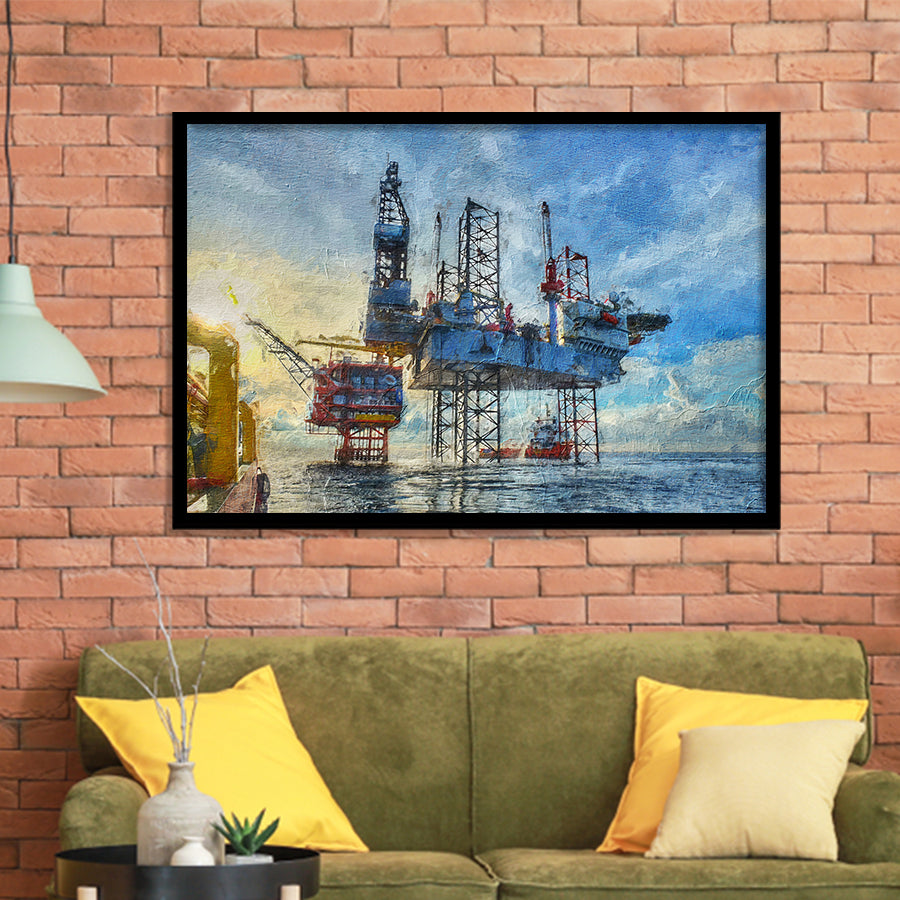 Oil Platform Framed Art Prints Wall Decor - Painting Prints, Framed Picture, Home Decor