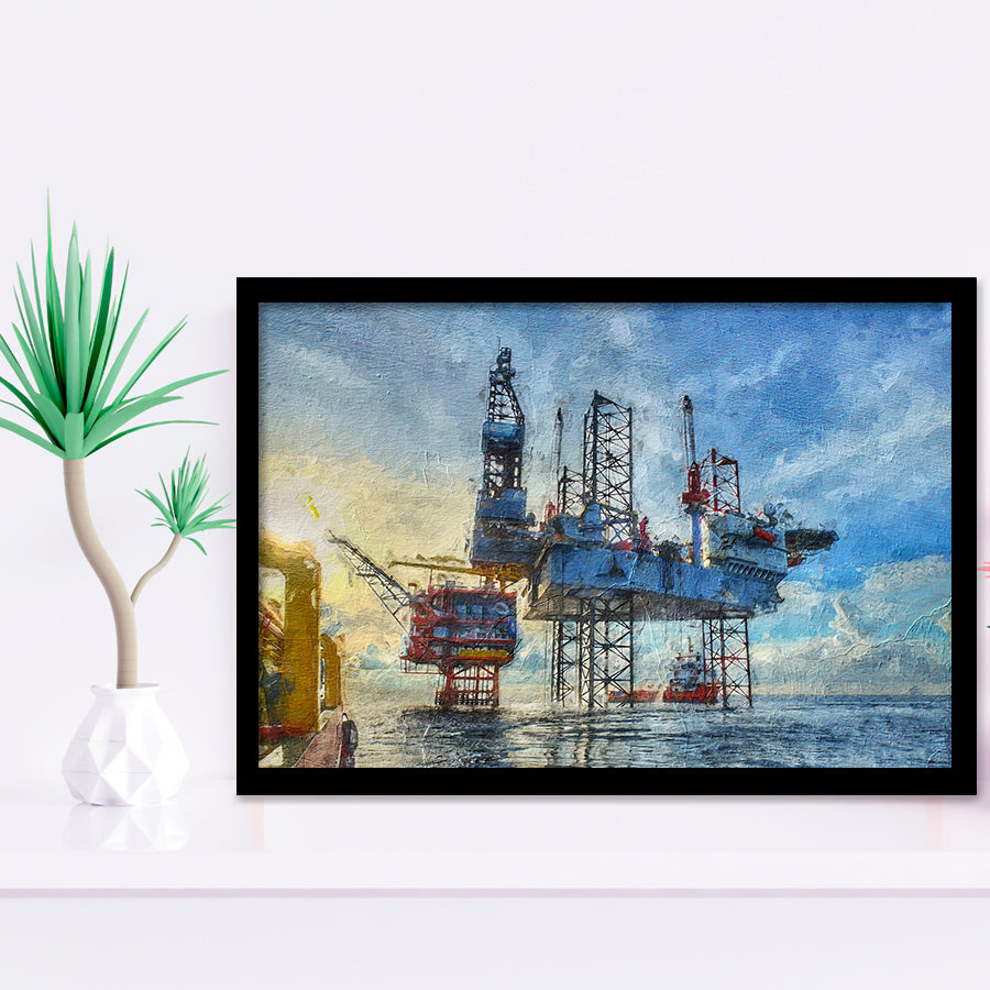 Oil Platform Framed Art Prints Wall Decor - Painting Prints, Framed Picture, Home Decor